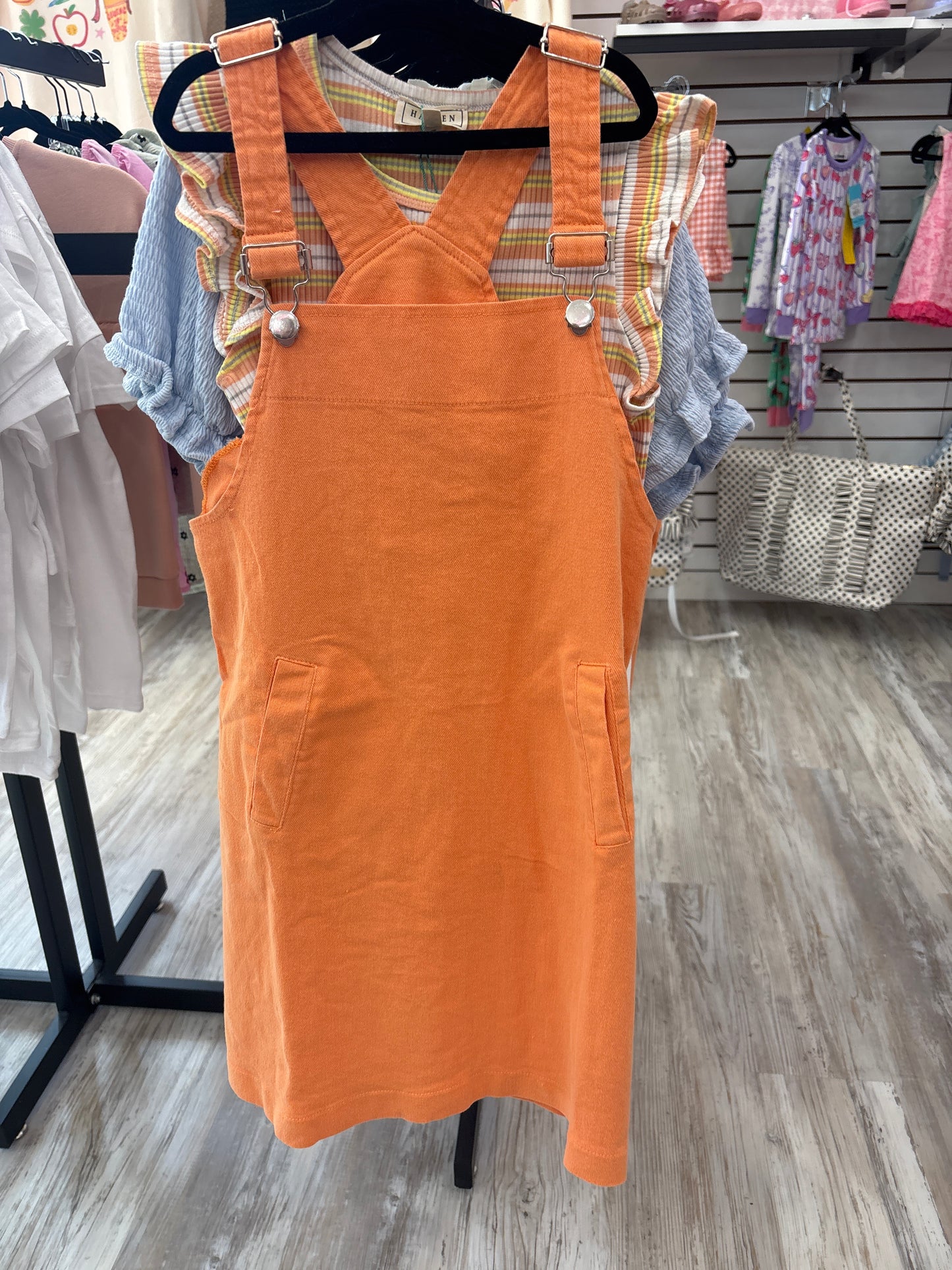 Orange Swirl Overall Dress