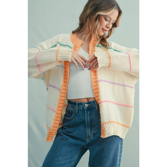 Rainbow Striped Sweater Cardigan