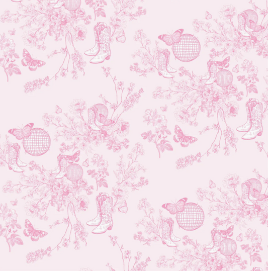 Pink Disco Cowgirl Toile Wrapping Paper - Roll of 3 Sheets