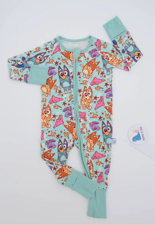 Heeler Lightning Bamboo Zippy Convertible Romper