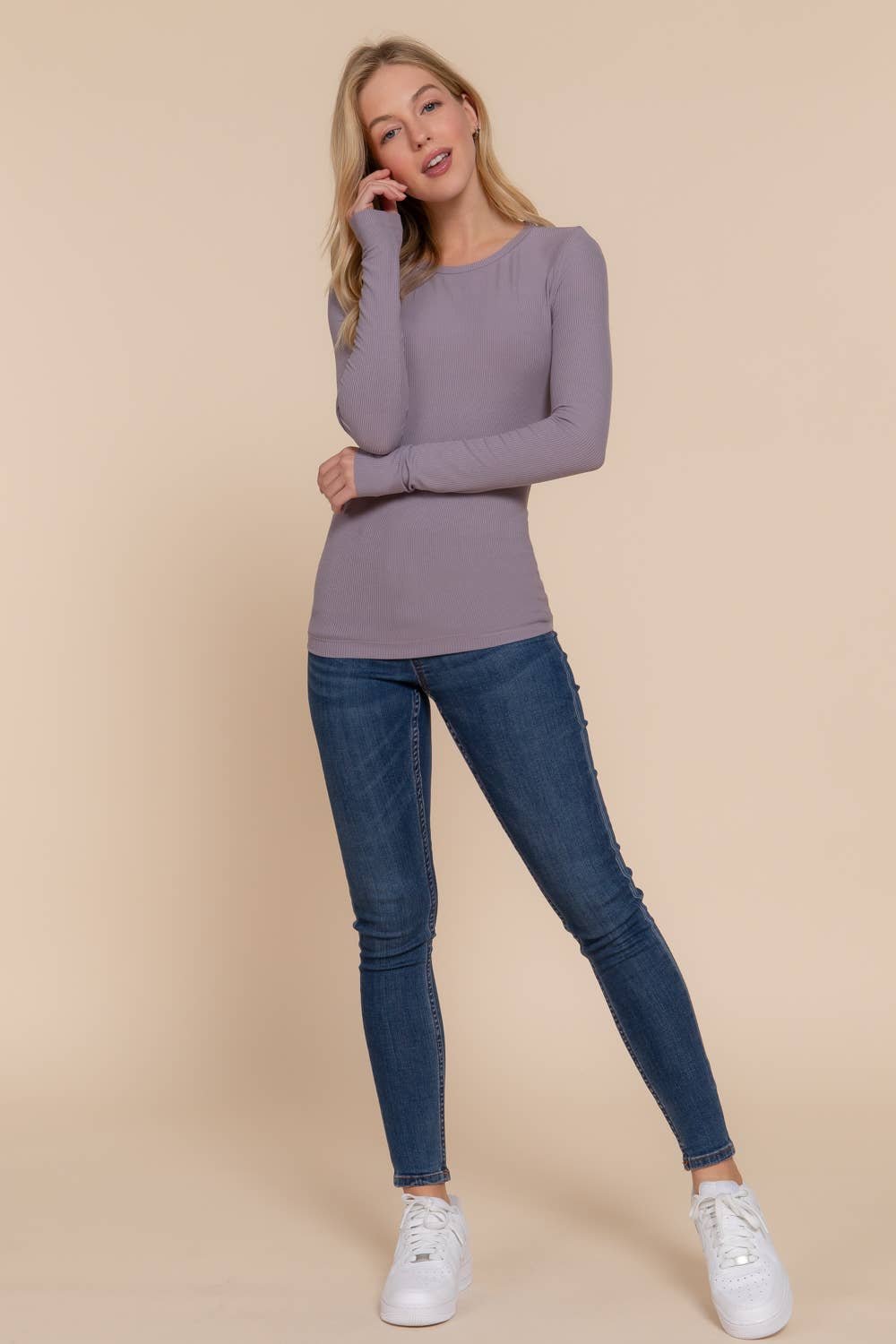 Long Sleeve Rib Knit Top