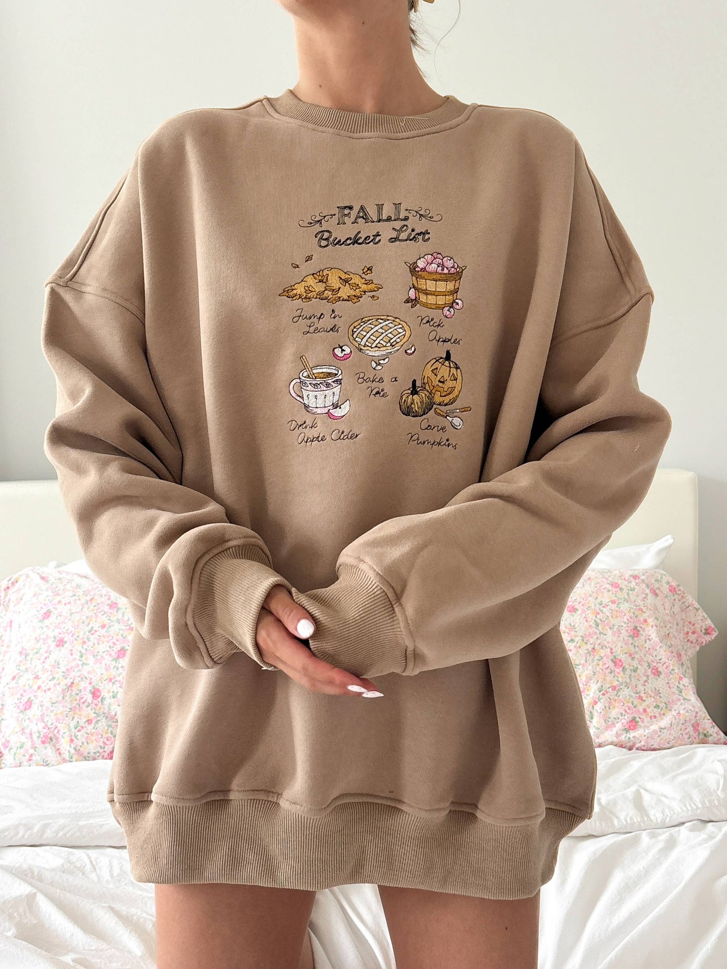 Fall Bucket List Embroidered Sweatshirt