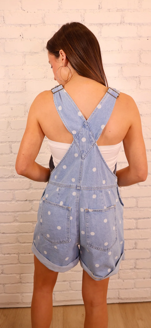 Polka Dot Short Denim Overalls