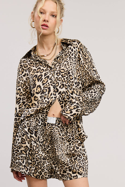 Leopard Print Boxer Shorts with Patch Detail