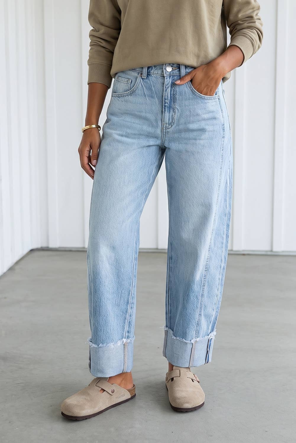 Leslie Raw Hem Turnup Jeans