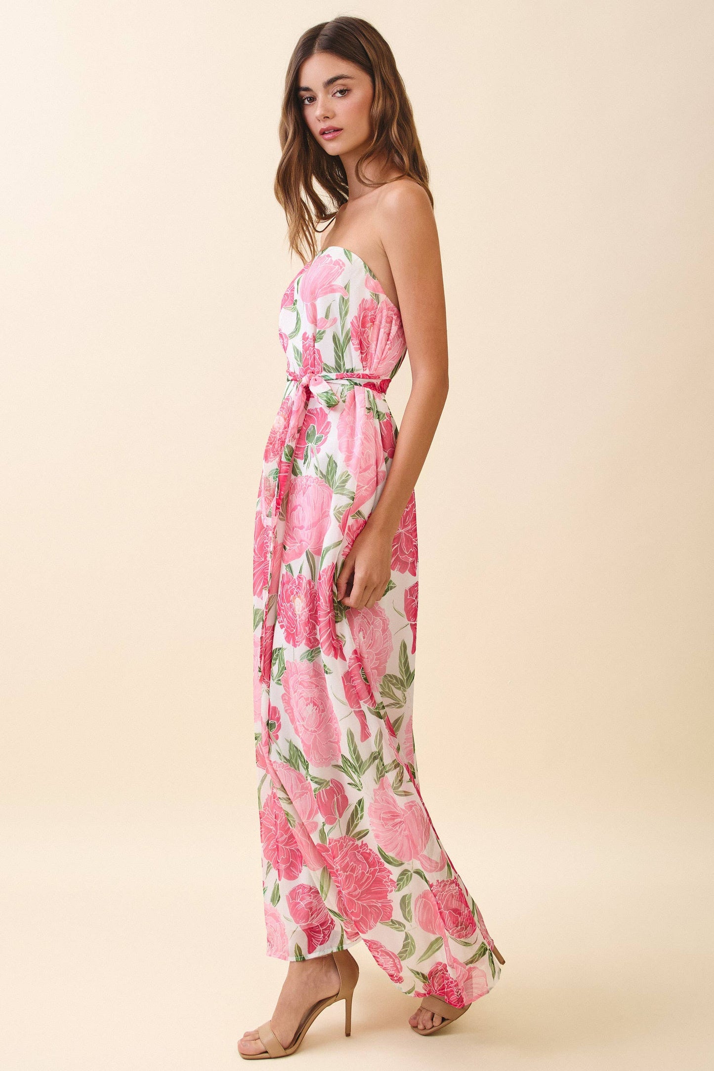 Garden Floral Maxi Dress with Convertible Scarf