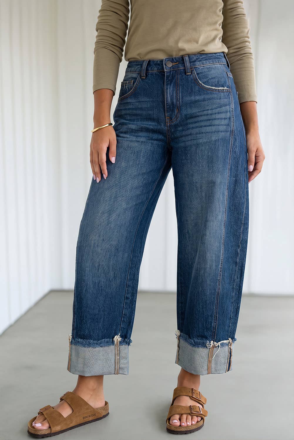 Leslie Raw Hem Turnup Jeans