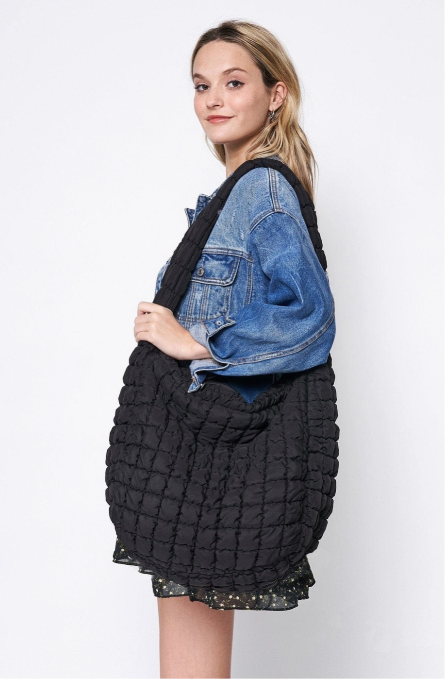 Large Quilted Puffer Tote Bag