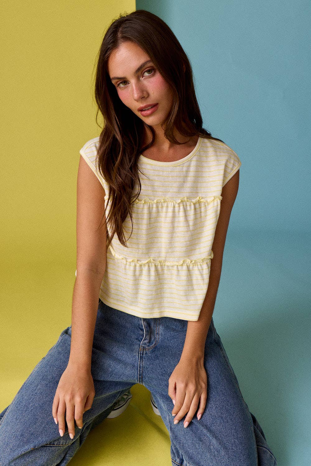 Sunny Sleeveless Stripe Top