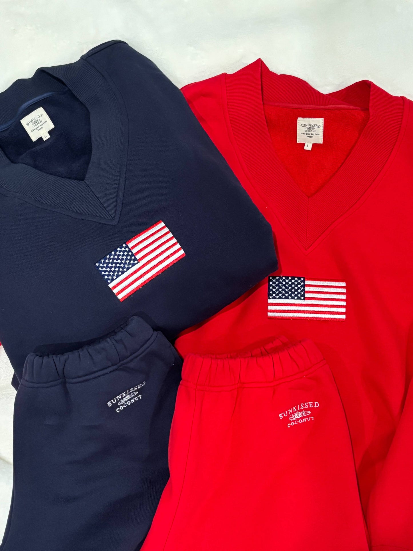 Red Embroidered Sweat Shorts