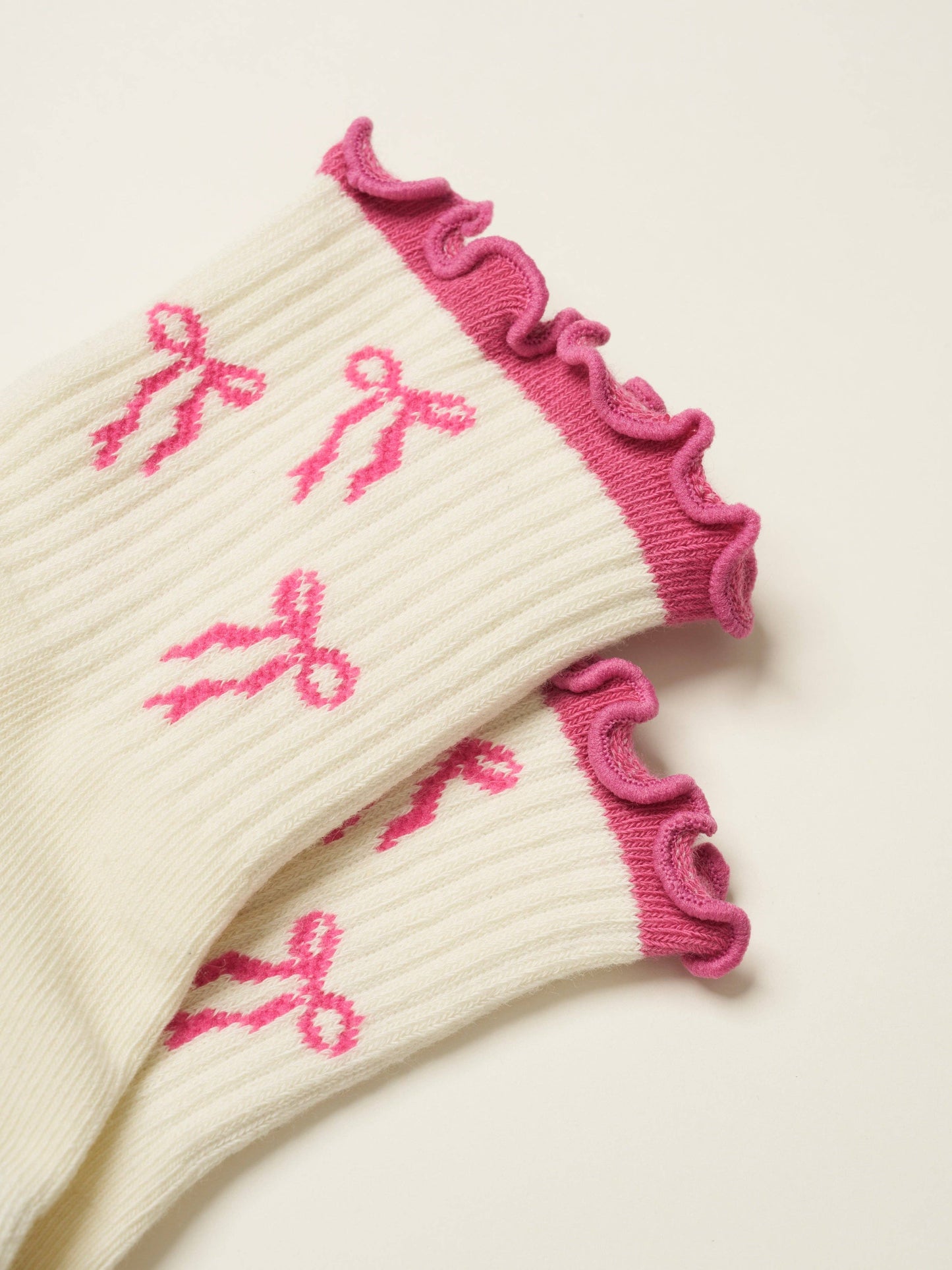 🎀 Bow Ruffle Grip Sock [Hot Pink], Pilates Socks