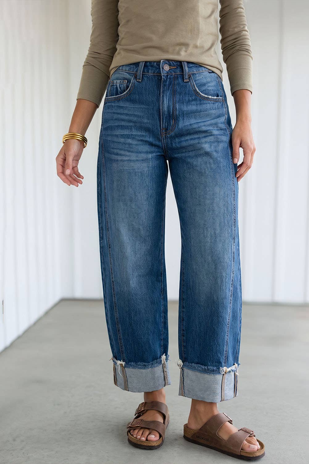 Leslie Raw Hem Turnup Jeans