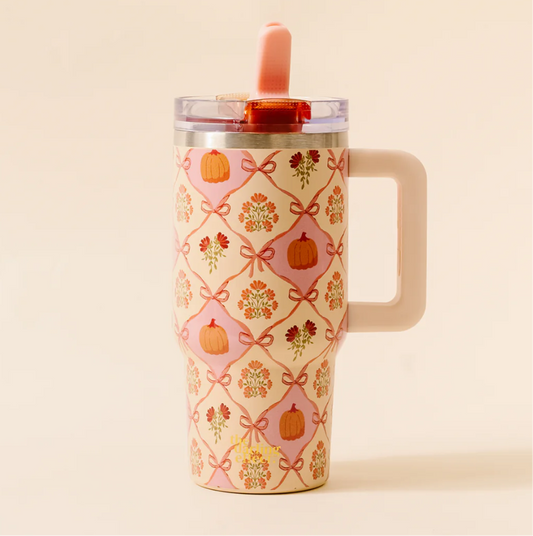 Patchwork Pumpkins 20 oz Lifestyle Flip Straw Tumbler