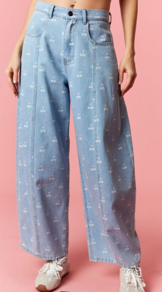 Cherry on Top Wide Barrel Jean