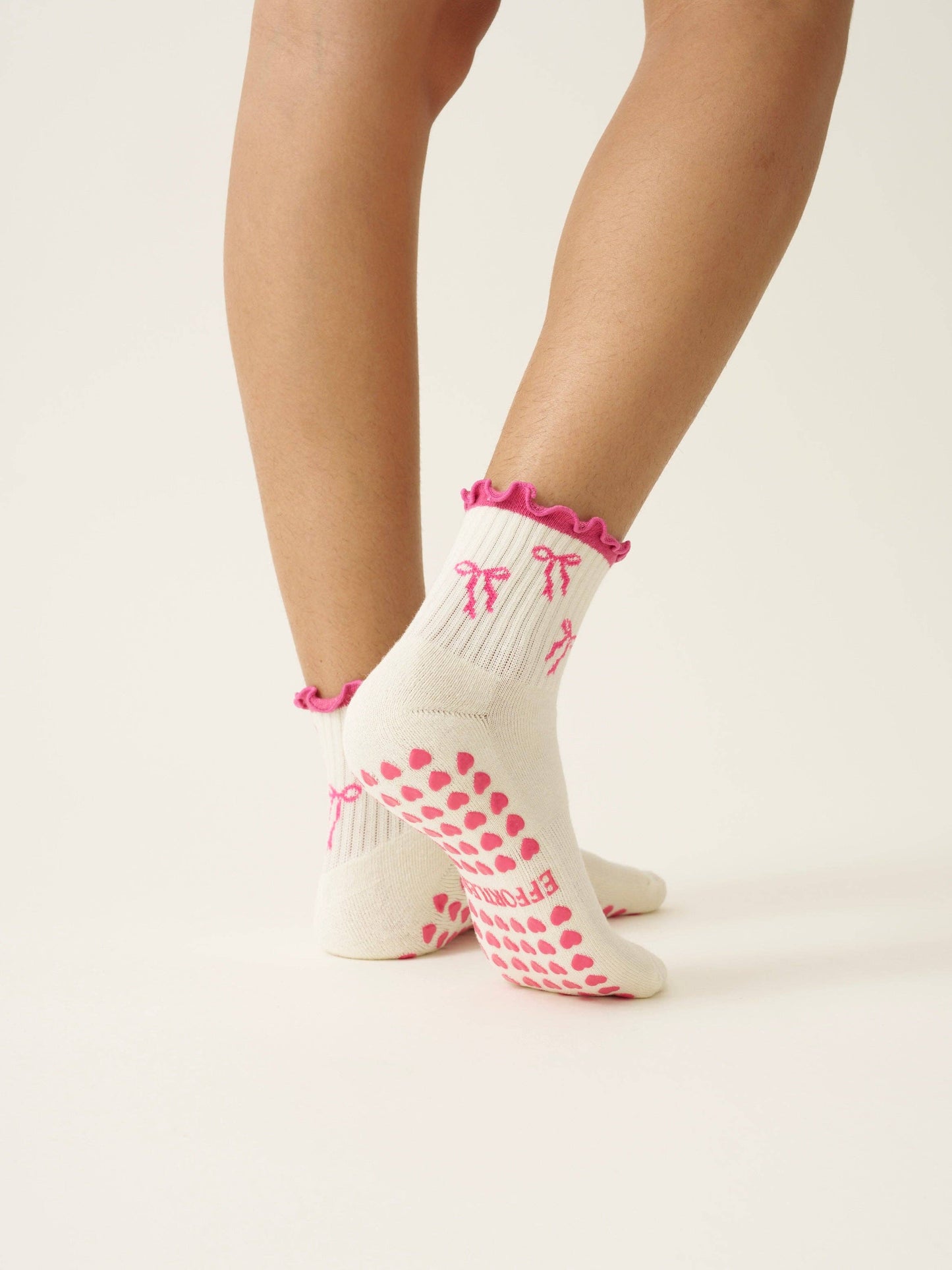 🎀 Bow Ruffle Grip Sock [Hot Pink], Pilates Socks