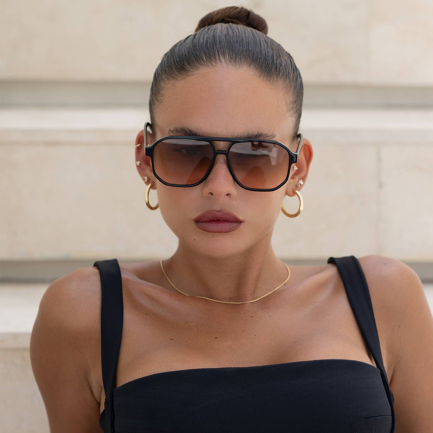 Billie Black Aviator Sunglasses