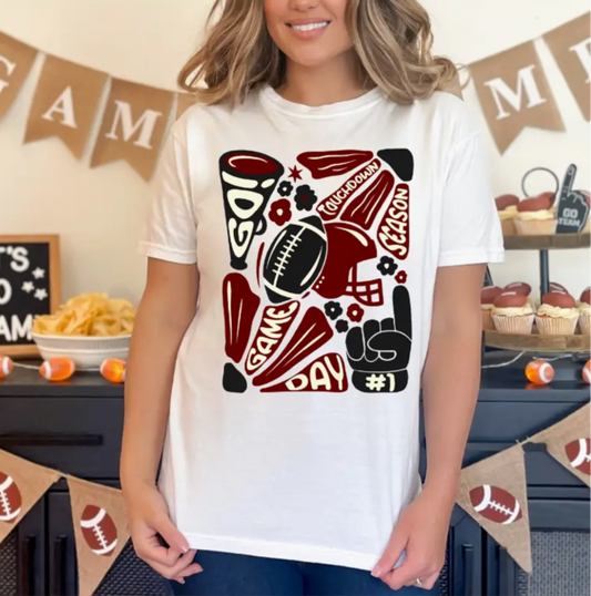 Maroon and Black Retro Game Day T-Shirt