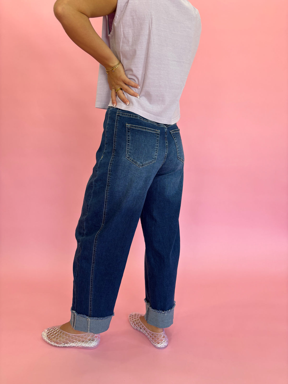 Leslie Raw Hem Turnup Jeans