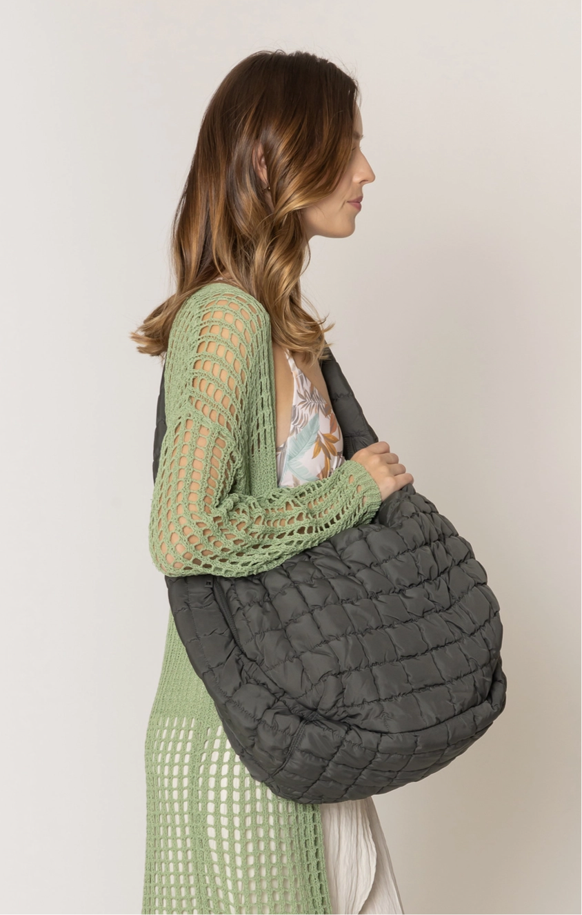 Large Quilted Puffer Tote Bag