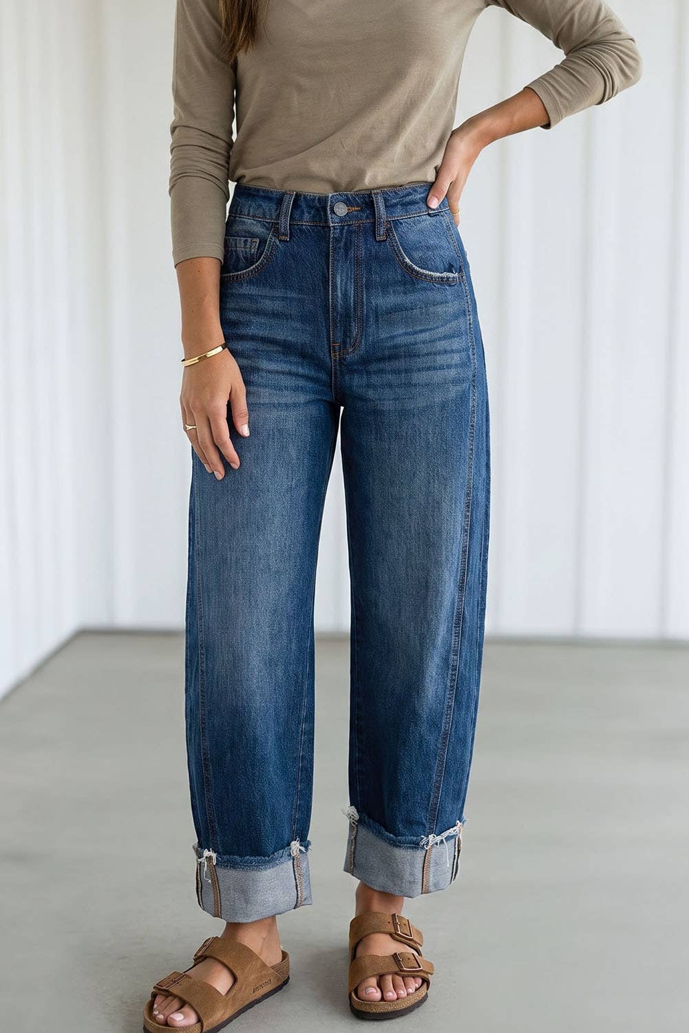 Leslie Raw Hem Turnup Jeans