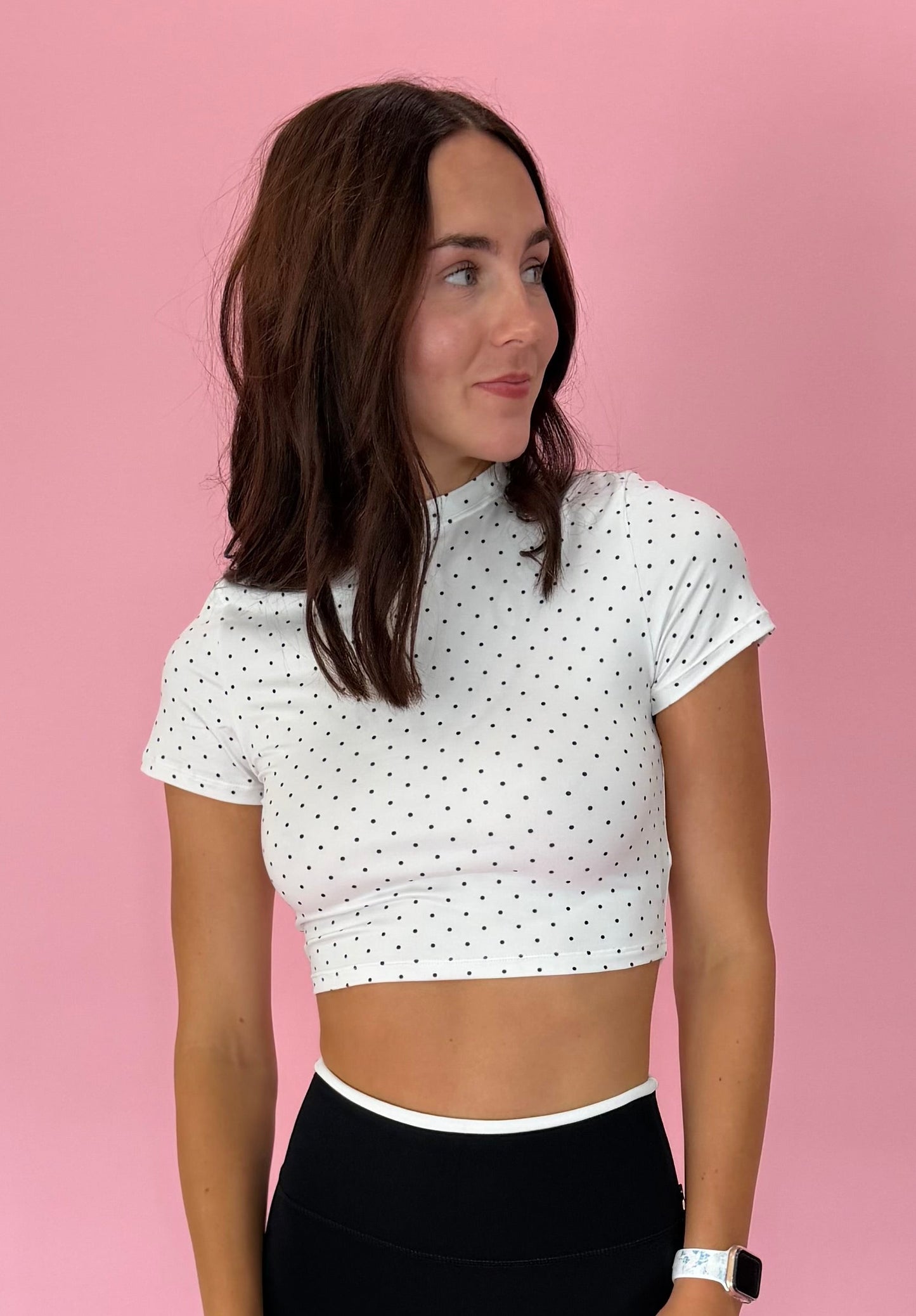 Polka Dot Soft Knit Jersey Crewneck Tee