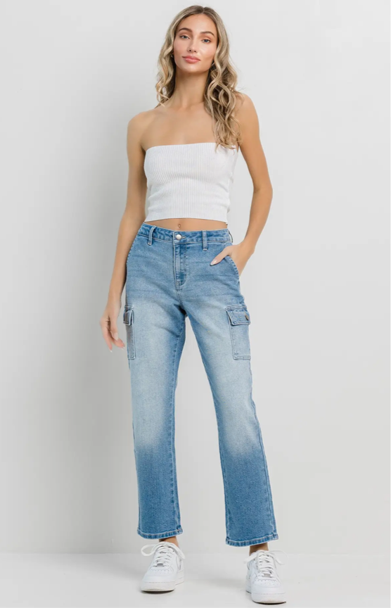 Straight Jeans with Cargo Pockets - Jelly Jeans