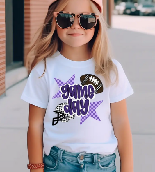 Purple Game Day Football Kids T-Shirt