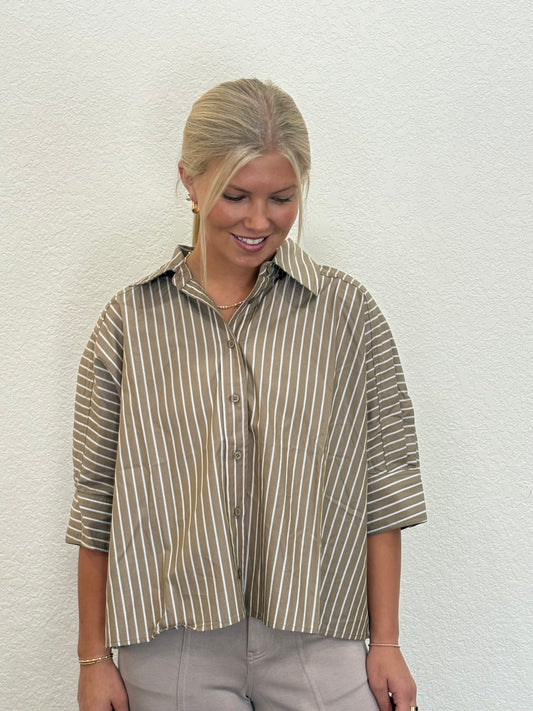 Mocha Social Stripe Blouse