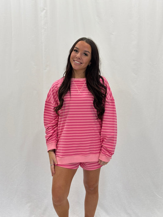 Oversized Stripe Pink on Pink Set