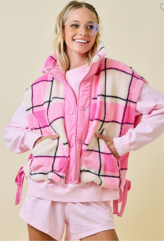 Fiona plaid fleece vest