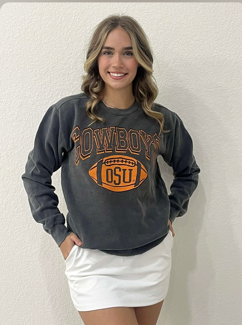 Osu Cowboys Wonka Football Pepper Comfort Colors Sweatshirt