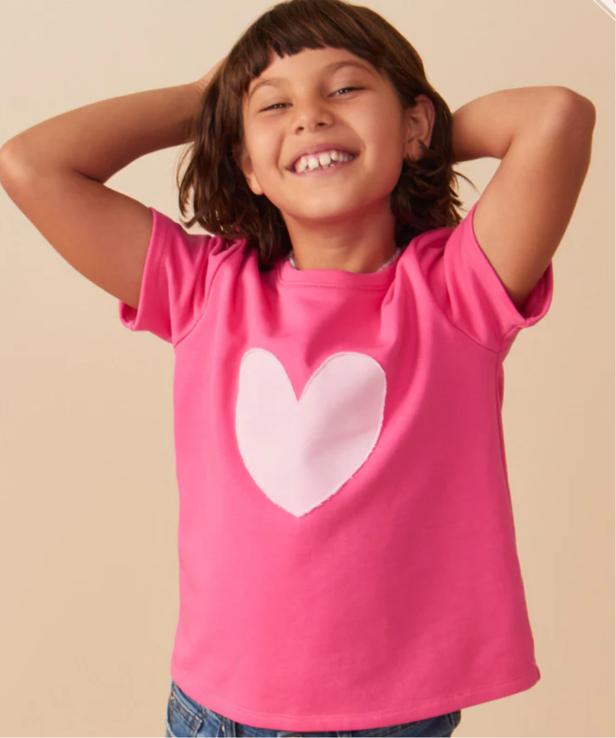 Heart Patch Contrast Band T Shirt