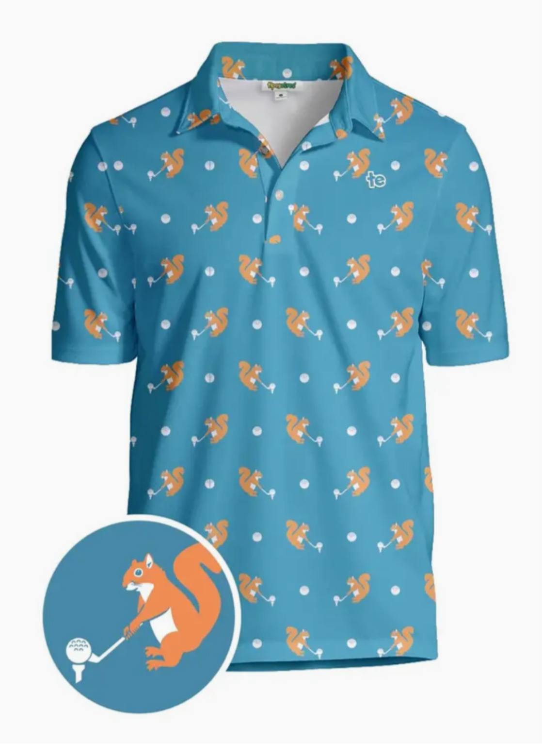 Squirrel! Men's Golf Shirt - Casual Blue Golf Polo