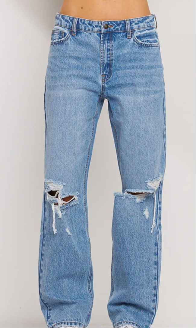 High Rise Boyfriend with Knee Slits - Jelly Jeans