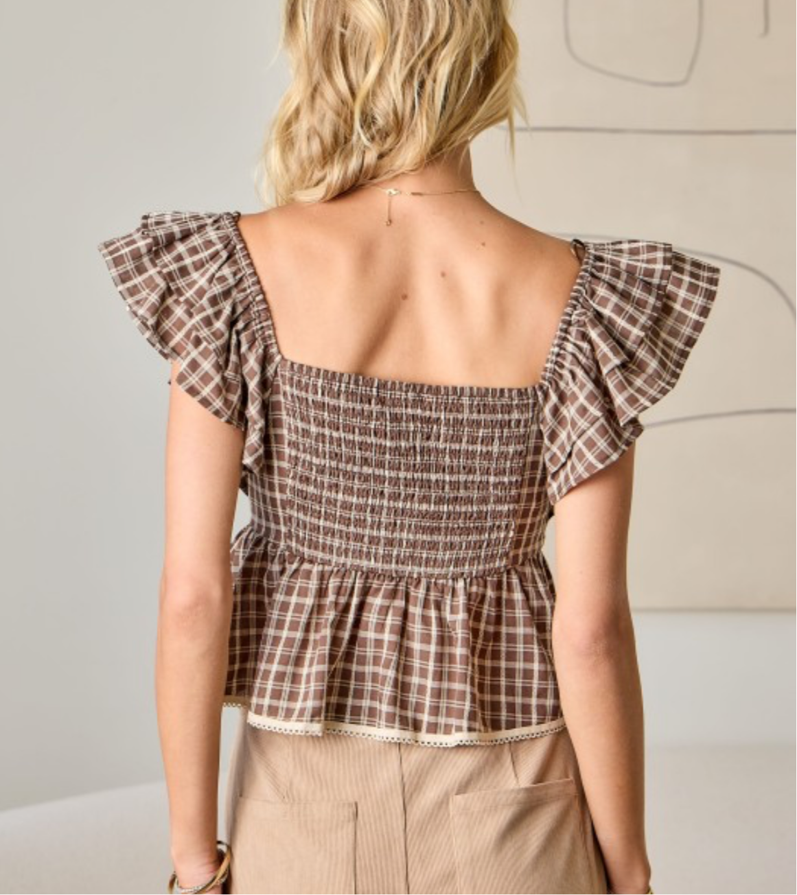 Ginger Plaid Ruffle Top