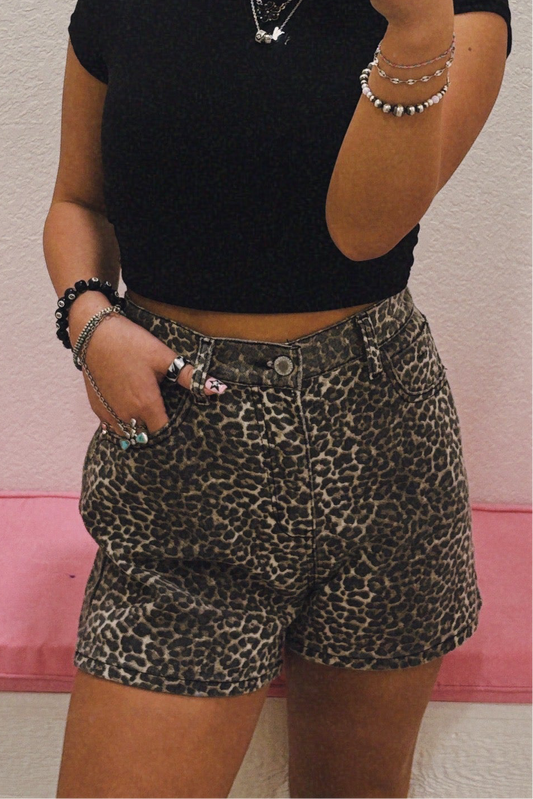 Lily Leopard Denim Short