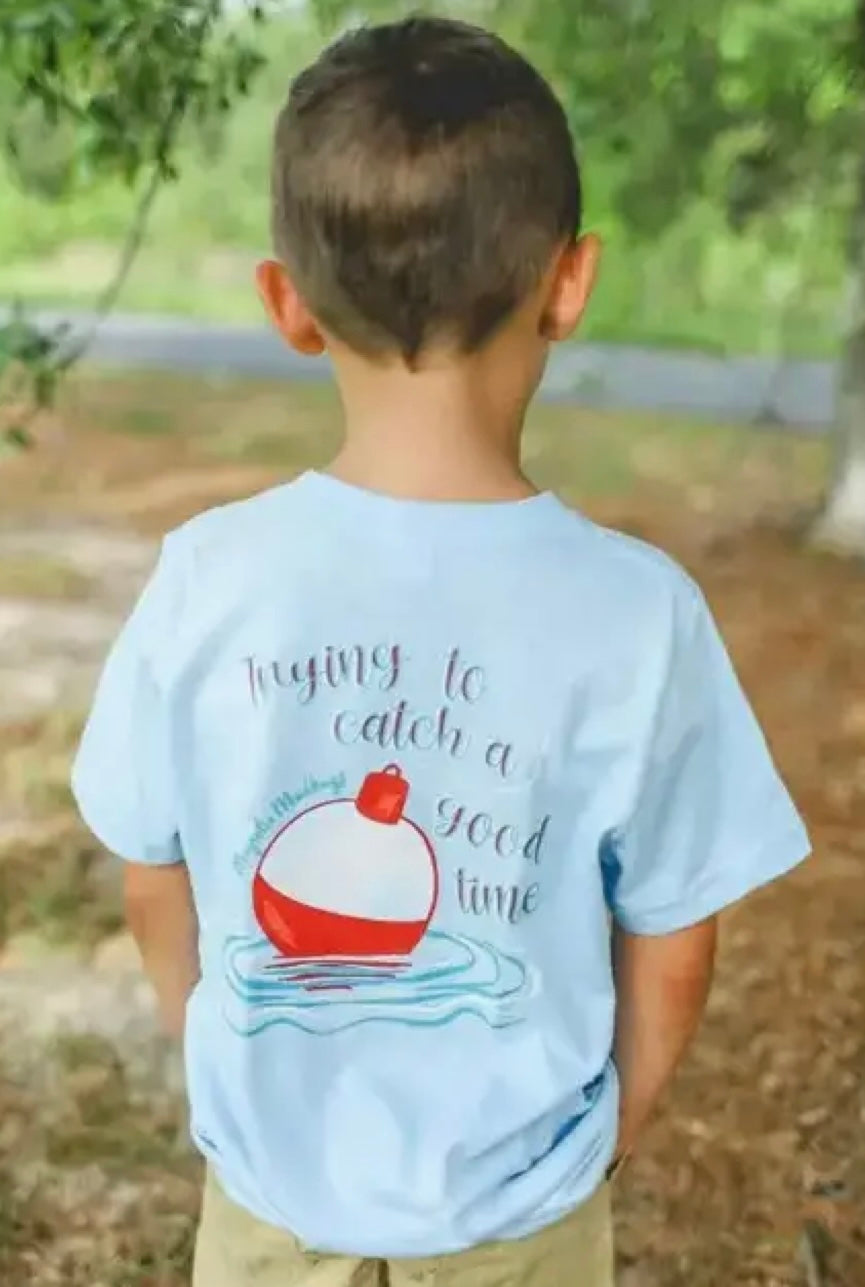 Bobber on a wet line Kids Tee