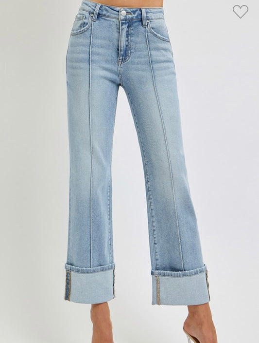 Risen High Rise Wide Cuffed Jean