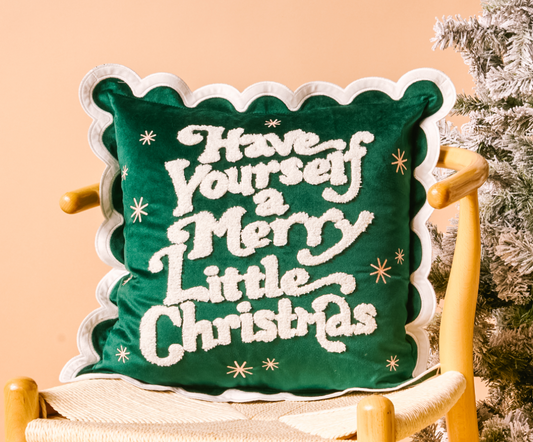 Scalloped Square Throw Pillow-Merry Little Christmas