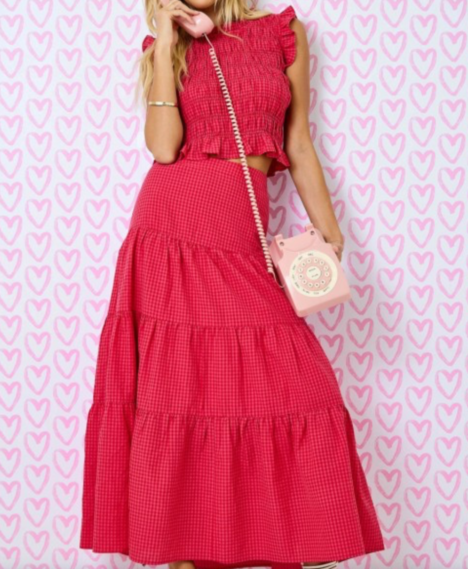 Gingham Smocked Ruffle Set