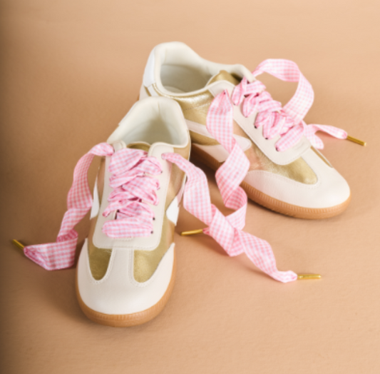 Gingham Pink Shoelace