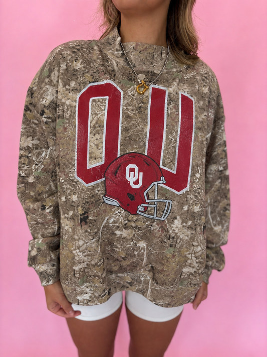 PRE-ORDER OU Sooner Camo Mock Neck Pullover