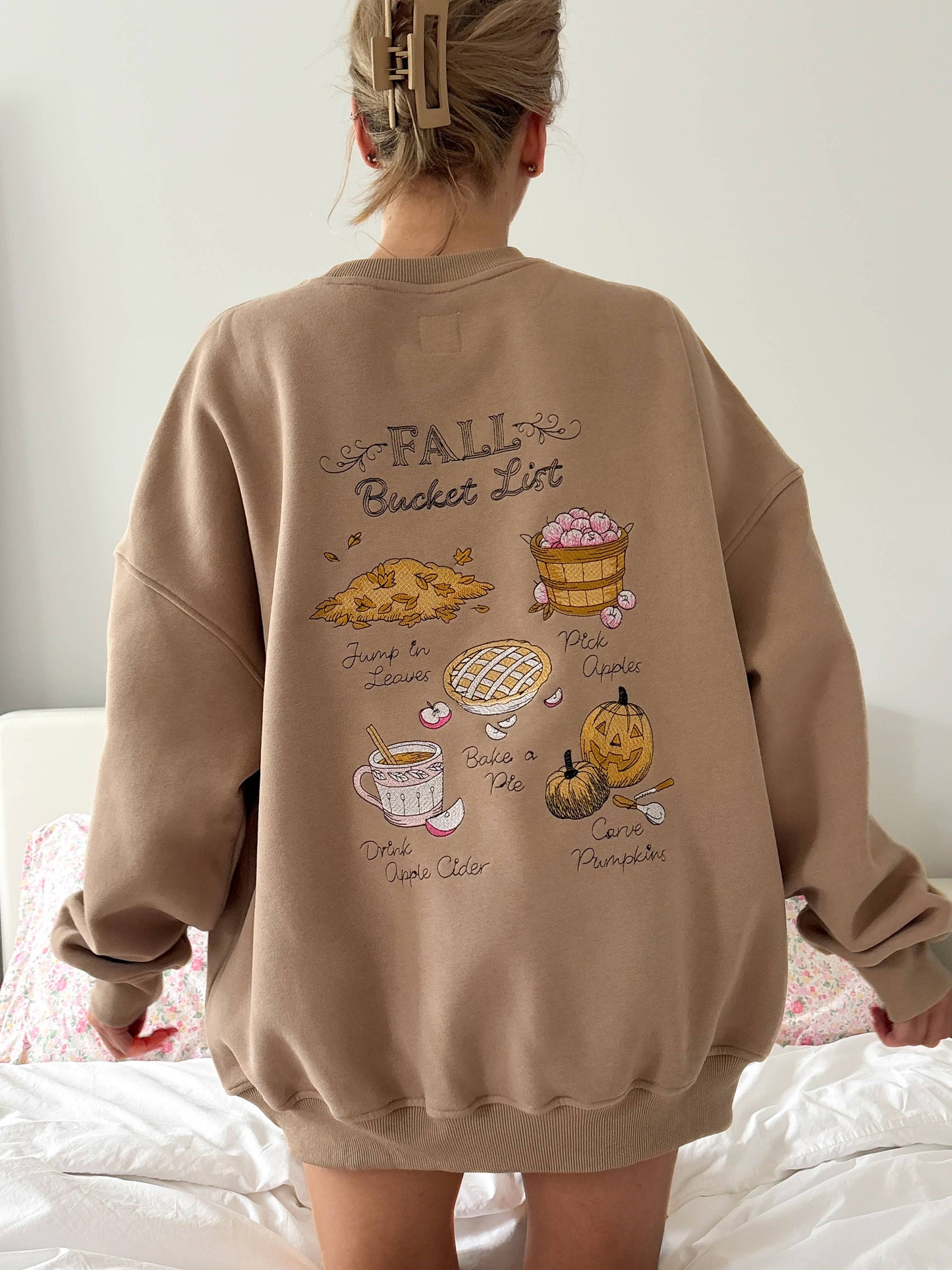 Fall Bucket List Embroidered Sweatshirt