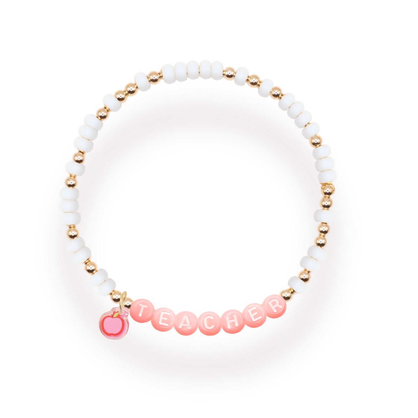 Pink Teacher Apple Charm Bracelet