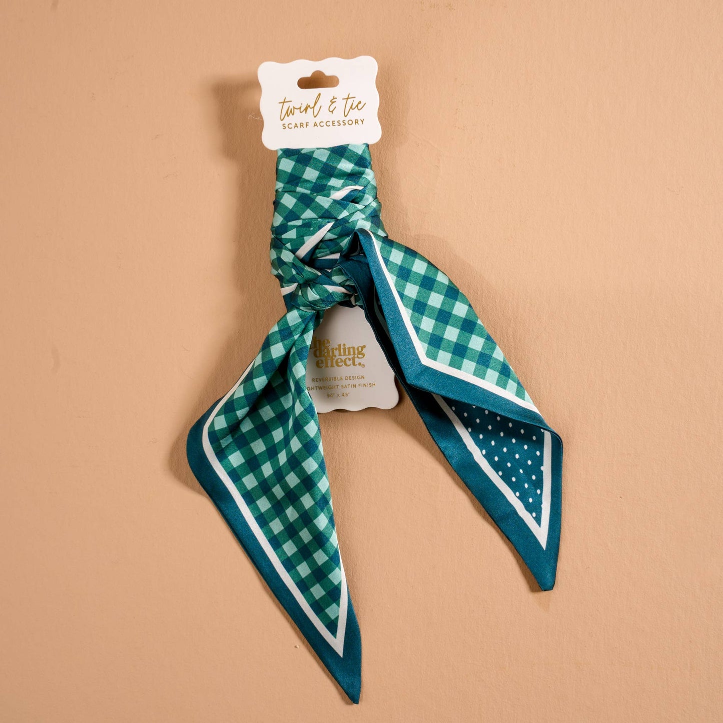 Twirl & Tie Scarf Accessory-Gingham Green