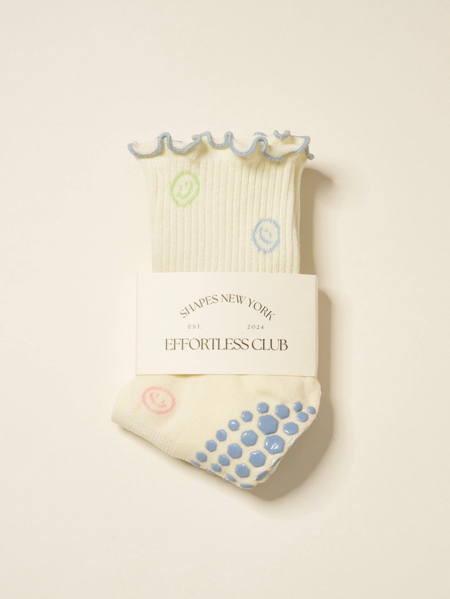 😊 Smiley Face Ruffle Grip Sock, Pilates Socks
