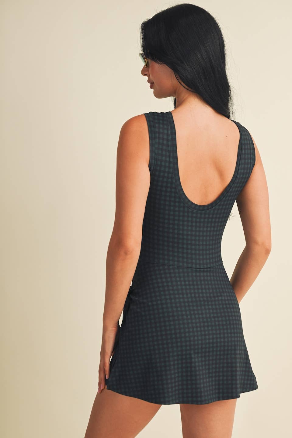 Gingham Print Sleeveless Wrap Tie Front Dress