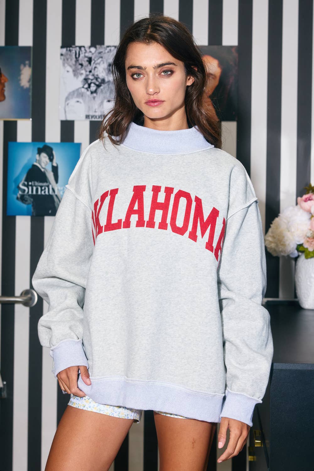 OKLAHOMA Reversible MockNeck Sweatshirt