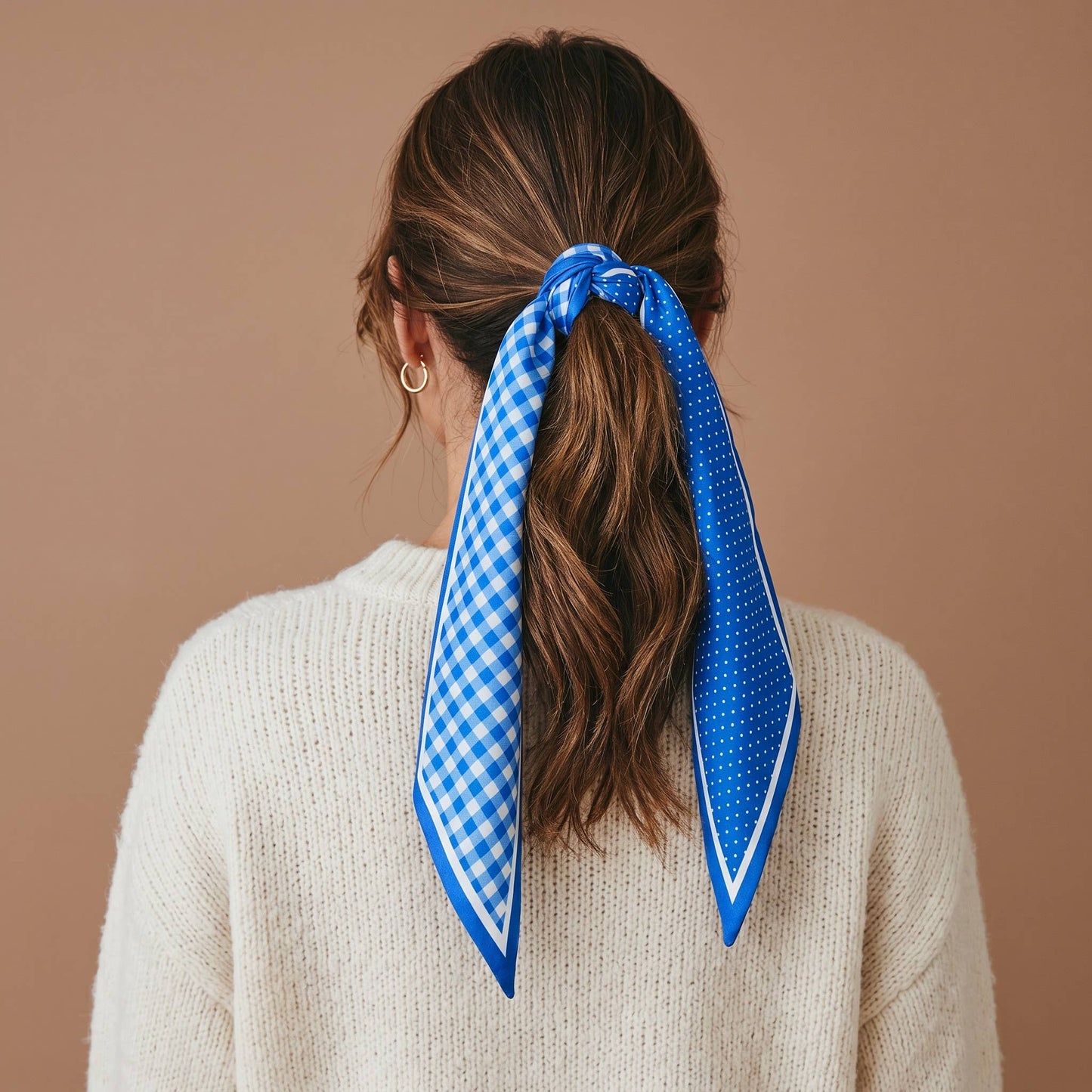 Twirl & Tie Scarf Accessory-Gingham Blue